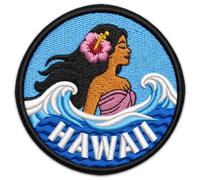Hawaii State 3 Inch Embroidered Patch - Volcano Hibiscus Souvenir - Iron On Sew On Patch for Backpacks Jackets Jeans Hats