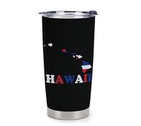 Hawaii State Flag Map Stainless Steel Insulated Tumbler Car Cup Coffee Mug with Handle Straw