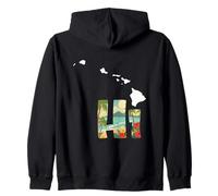 Hawaii State Map HI Tropical Hawaiian Islands Zip Hoodie