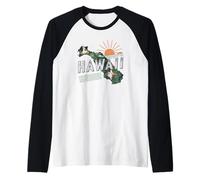 Hawaii State Map Road Trip Honolulu O'ahu Kaua'i Maui Lana'i Raglan Baseball Tee