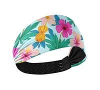 Hawaii Style Leaf Floral Moisture Wicking headbands for women's hair Elastic sweat for Football Athletic Sports Football Volleyball