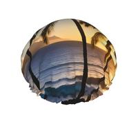 Hawaii Sunbeams Print Shower Cap For Women,Reusable Bath Cap,Breathable Shower Caps,Bathing Shower Caps With Adjustable