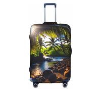 Hawaii Sunbeams Print Travel Luggage Cover, Waterproof And Dustproof Protective Cover For 18-32 Inch Suitcases, White, M