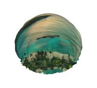 Hawaii Sunbeams Printed Double-Layer Shower Cap, Reusable Shower Cap, Suitable For Various Hair Lengths