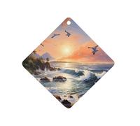 Hawaii Sunset Beach Car Air Freshener Decorative Hanging Aromatherapy Tablets for Car Trucks Rhombus