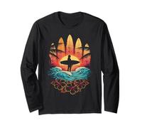 Hawaii Surfing Lover Wave Surfer Summer Beach Surfboard Long Sleeve T-Shirt
