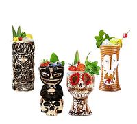 Hawaii Tiki Cup Tiki Mugs Colorful Tiki Ceramic Mugs Hawaii Cocktail Glasses Cocktail Mugs and Party Decoration Ceramic Hawaiian Cocktail Mugs,As Shown