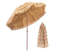 Hawaii Tiki Umbrella with Tiltable, 5ft Round Outdoor Straw Parasol, 7ft Portable Tropical Beach Umbrella with Carrying Bag for Pool, Garden, Seaside(Size:200cm/6.6ft)