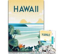 Hawaii Travel Poster Jigsaw Puzzles 1000 Pieces for Adults Teens,Challenging Game Gifts for Is Ideal As A Gift for The Whole Family 50x75cm