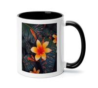 Hawaii Tropical Flower Ceramic Coffee Mug with Handle 11 Ounces, Porcelain Mug Coffee Cup Tea Mug Water Cup Ideal for Coffee,Tea,Latte,Cappuccino,Microwave & Dishwasher Safe Unique Gift Cup