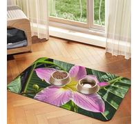 Hawaii Tropical Flower Dog Food Mats for Floors, 12x18 Inch Non-Slip Super Absorbent Pet Food Mat, Dishwasher Dog Mat for Food and Water, Cute Rubber Quick Dry Pet Feeding Mat for Dogs Puppy Cats