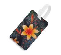 Hawaii Tropical Flower Luggage Tags Name ID Label Privacy Cover Easy Identification, Secure and Stylish for Men and Women Suitcases Handbag Backpack, White-style, One Size, Luggage Tag