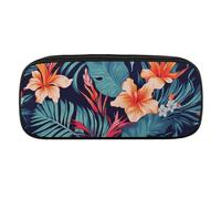 Hawaii Tropical Flower Pencil Case Waterproof Leather Pencil Pouch Multi-purpose Aesthetic Makeup Bag Cute Pen Bag Large Cosmetic Bag for Office Stationery, Travel