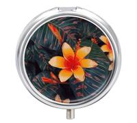 Hawaii Tropical Flower Pill Box Cute Round Pill Case Portable Medicine Tablet Vitamin Holder Organizer for Purse Pocket