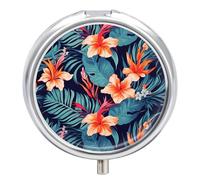 Hawaii Tropical Flower Pill Box Mini Pill Case Pocket Pill Case for Men Travel Pill Box Cute Pill Organizer 3 Compartment Medicine Pill Organizer Pill Container Pill Holder