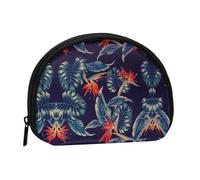 Hawaii Tropical Flower Print Portable Mini Storage Bag Shell Shaped Wallet Small Coin Wallet Shell Storage Bag