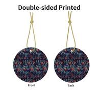 Hawaii Tropical Flower Print Xmas Ceramic Ornaments Christmas Tree Round Shaped Hanging for Home Office Decor