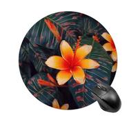 Hawaii Tropical Flower Round Mouse Pad, Non-Slip Rubber Base Waterproof Washable, Computer Mouse Mat for Office Gaming Studying, Premium-Textured Durable Portable Circle Mousepad for Desktop PC Notebo