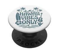 Hawaii Vibes Only Surf Shaka Ukulele Palm Waves Tropical Art PopSockets Adhesive PopGrip