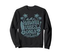 Hawaii Vibes Only Surf Shaka Ukulele Palm Waves Tropical Art Sweatshirt