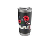 Hawaii Vintage USA Souvenir with Map and Flowers Stainless Steel Insulated Tumbler