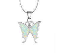 Hawaii White Fire Opal Butterfly Necklace pendants Silver Filled For Women Girls