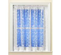Hawaii White Voile Net Curtain with Butterfly Design - One Metre Width (Drop 114cm (45”)) - Sheer Semi Transparent Slot Top Privacy Drapes