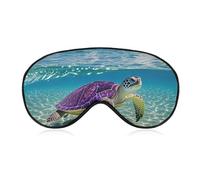 Hawaii with Purple Sea Turtle Eye Mask for Women & Men, Breathable & Adjustable Eye Cover, Ultra Soft Sleep Mask, Lightweight Travel Blindfold for Airplane, Nap, Night Sleeping