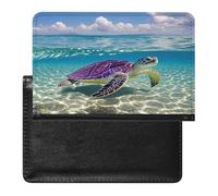 Hawaii with Purple Sea Turtle Passport Holder Passport Cover Protector Essentials with Credit Card Slots for Women Men