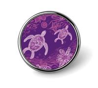 Hawaii with Purple Sea Turtle Round Aluminum Alloy Pin Badge Lapel Pin