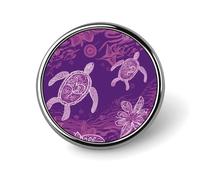 Hawaii with Purple Sea Turtle Round Badge Personalized Metal Lapel Pin Badges Fit Clothing Bags Hat Humorous Printed Brooch Badge Party Decorations Accessories for Men Women