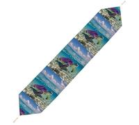 Hawaii with Purple Sea Turtle Table Runner for Dining Table, Short Plush Runners Washable & Durable Tablerunner Modern Home Decor for Wedding, Kitchen, Holiday 178*33cm