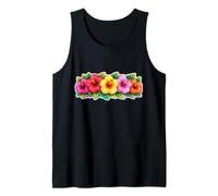 Hawaiian Aloha Colorful Hibiscus Flower Hawaii Surfer Colors Tank Top