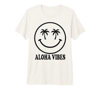 Hawaiian Aloha Happy Face Palm Trees Summer Vacation Premium T-Shirt