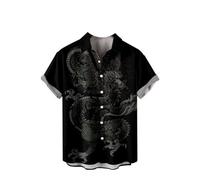 Hawaiian Beach Shirt Men Dragon Pattern Print Short Sleeve Button Down Shirts Fashion Chinese Dragon 3D Digital Printing Blouse Quick Dry Tee Top