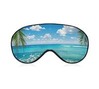 Hawaiian Beach Sleep Mask Comfort Travel Eye Masks with Adjustable Elastic Strap Soft Funny Block Light Sleep Eye Cover for Side Sleeper for Nap Men Women Gift