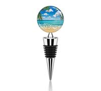 Hawaiian Beach Wine Stopper Zinc Alloy Beverage Bottle Stopper Reusable Leak Proof Wine Cork Cute Champagne Saver Decorative Bottle Sealer Plug Gift for Men Women