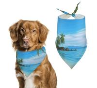 Hawaiian Beach with Palm Trees Dog Bandana Triangle Pet Bandanas Adjustable Pet Scarf Breathable Comfort Dog Scarf Cute Soft Puppy Scarfs Washable Daily Handkerchief Cats Scarves