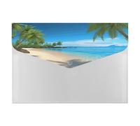 Hawaiian Beach with Palm Trees File Folder with Snap&6 Pockets Reusable File Organizer Portable Document Paper Bill Receipt Organizer Plastic Envelopes for Office College Letter Size