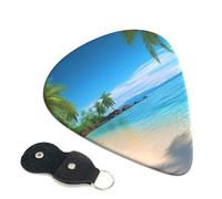 Hawaiian Beach With Palm Trees Guitar Picks 6-Pack - Pick Set (0.46mm / 0.71mm / 0.96mm) Suitable For Guitar And Ukulele Playing