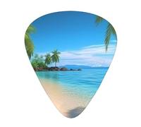 Hawaiian Beach With Palm Trees Guitar Plectrums, 12 Pcs Lightweight Guitar Plectrums, 0.46mm/0.71mm/0.96mm Thickness For Acoustic Guitar Acoustic Electric Guitar Ukulele Bass