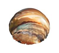 Hawaiian Beach with Palm Trees print Bath cap Large bath cap Fit for all lengths of hair Protects hair bath cap Reusable