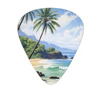 Hawaiian Beach With Palm Trees Print Organizer Storage Box Different Thickness Guitar Picks For Acoustic Guitar