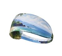 Hawaiian Beach With Palm Trees Printing Double-Sided,Unisex Elastic Sports Headband,Ideal As A Gift For Sports-Loving Friends,Family