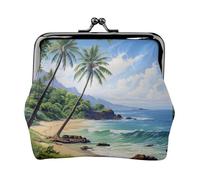 Hawaiian Beach With Palm Trees Printing Small Travel Kit Wallet, Compact Pouch For Camping Adventures And Fishing Trips, Black, One Size, Art Deco