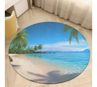 Hawaiian Beach with Palm Trees Round Area Rug - Non-Slip Circle Doormat for Entryway, Washable Low-Profile Throw Rugs for Living Room, Bedroom, Office, Kitchen, Stain Resistant Floor Mat 90 * 90cm