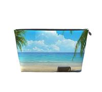 Hawaiian Beach with Palm Trees Vagilo Leather Toiletry Bag - Stylish & Durable Toiletry Kit for Travelers, Cosmetic Organizer, Makeup Bag, Carry-On, Portable Organizer, Zippered Pouch