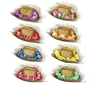 Hawaiian Beachcomber Hat - Straw Hat with Purple Flower Lei - Adults Mens Womans Hawaii Tropical Hula Luau Summer Beach Party Fancy Dress Costume Accessory