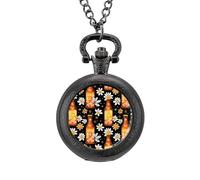 Hawaiian Beer Flowers Vintage Pocket Watch with Chain Arabic Numerals Scale Quartz Pocket Watches Gifts for Men Women