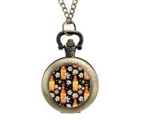 Hawaiian Beer Flowers Vintage Pocket Watch with Chain Arabic Numerals Scale Quartz Pocket Watches Gifts for Men Women